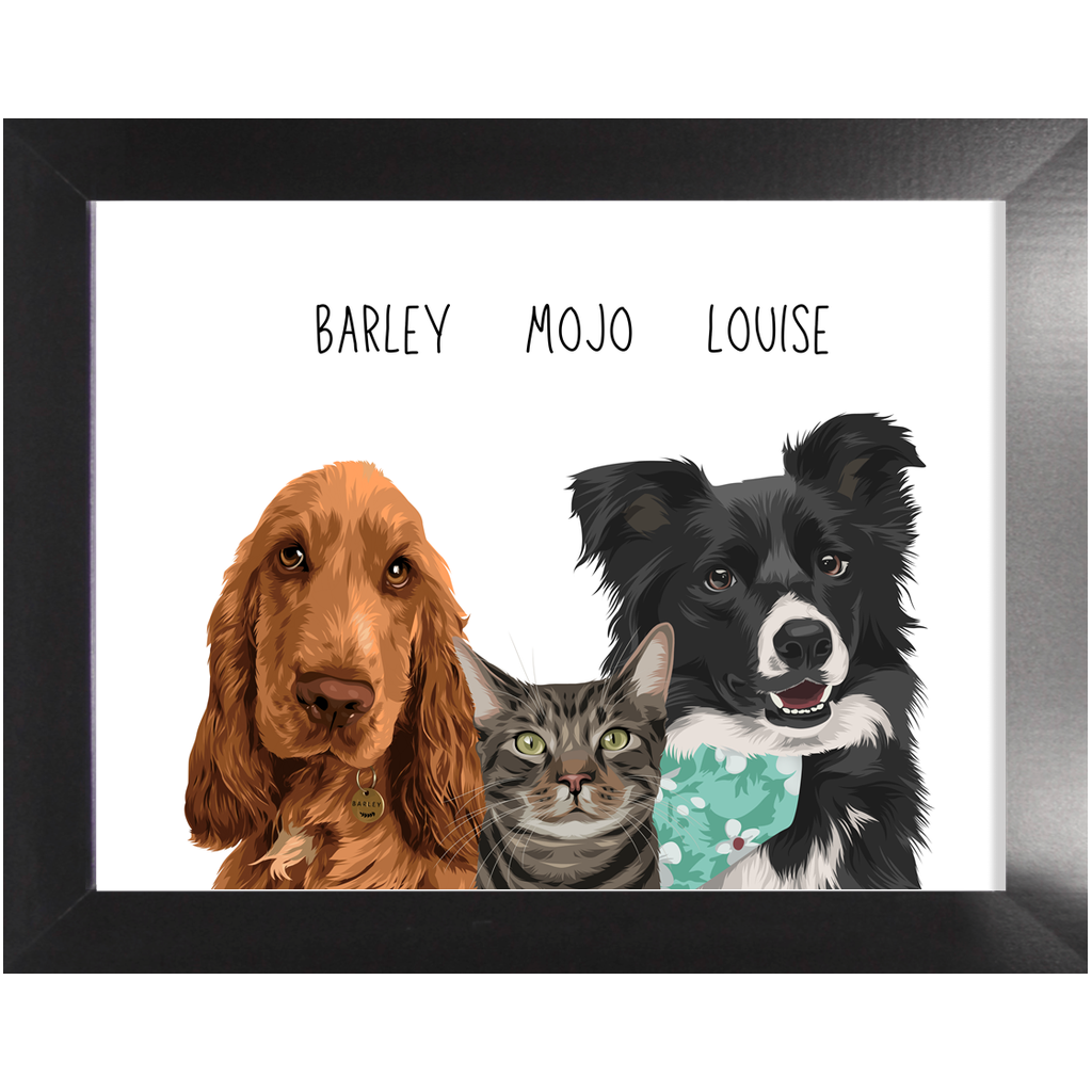 Custom Pet Portrait For Three-Pawtrait Studio & Prints